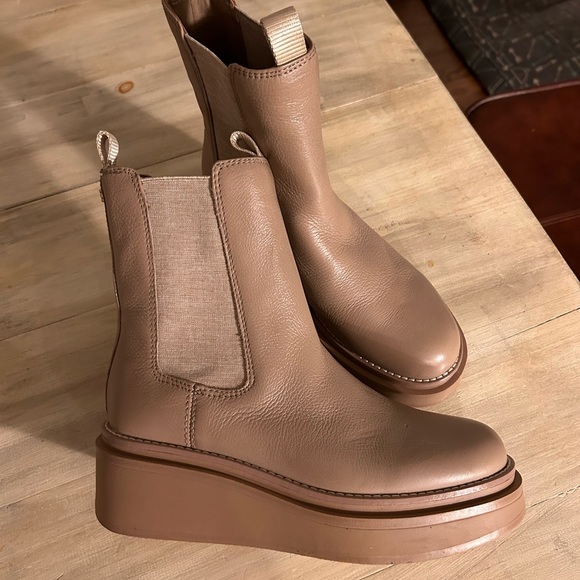 SOLD-Sam Edelman Kolton Wedge Chelsea Boots Cedarwood leather platform size 7 - Picture 11 of 12